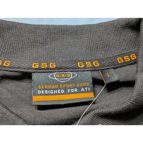 GSG-5 Collection Polo Shirt Embroidered Gun Design Black Short Sleeve Mens L - Picture 3 of 8